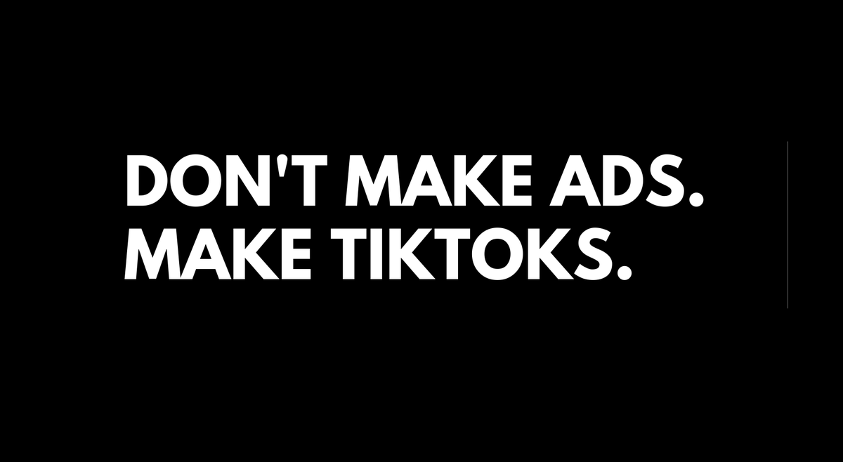DON'T MAKE ADS. MAKE TIKTOKS.

Bekijk hier de Video tutorial 'TikTok 2022' 👇
youtu.be/_xa6QJ9pmnw 

#TikTok #TikTokBeginners #TikTok2022