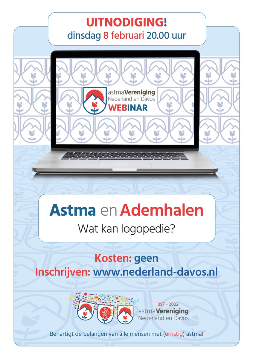 We hoeven niemand met astma uit te leggen dat ademhalen soms knap lastig kan zijn. Wil je meer te weten komen over hoe de logopedist je kan ondersteunen? Geef je dan nu op voor dit Webinar! nederland-davos.nl/webinars/
#astma #benauwdenederlander