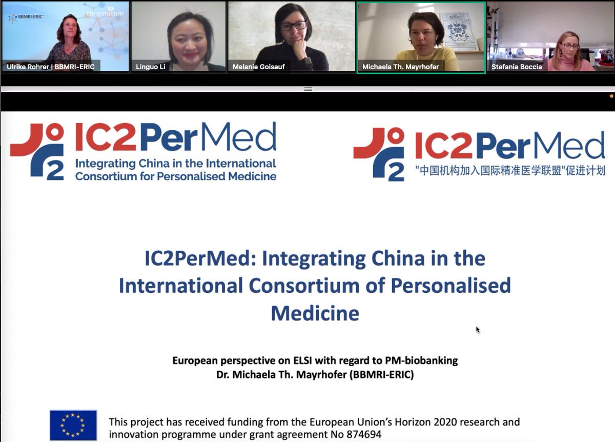 The third #VRT is just taking place!

Micheala Mayrhofer is talking about the European perspective on ELSI with regard to personalised medicine in biobanking.

You can still join: bit.ly/3ffa9ps

#EUChina #IC2PerMed #BBMRI_QM #BBMRI_ELSI #BBMRIERIC