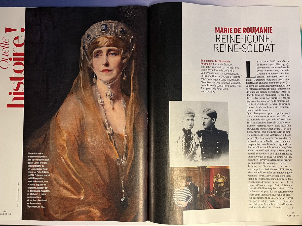 Un grand merci à <a href="/PointDeVueMag/">Point de Vue</a> pour ce bel article consacré à la reine Marie de Roumanie avant l’émission <a href="/secretshistoire/">Secrets d'Histoire</a> diffusée lundi 24 janvier à 21h sur @France3tv @casamsregelui <a href="/RoumanieFrance/">Ambassade de 🇷🇴 Roumanie en 🇫🇷 France</a> <a href="/LucaNiculescu/">Luca Niculescu</a>