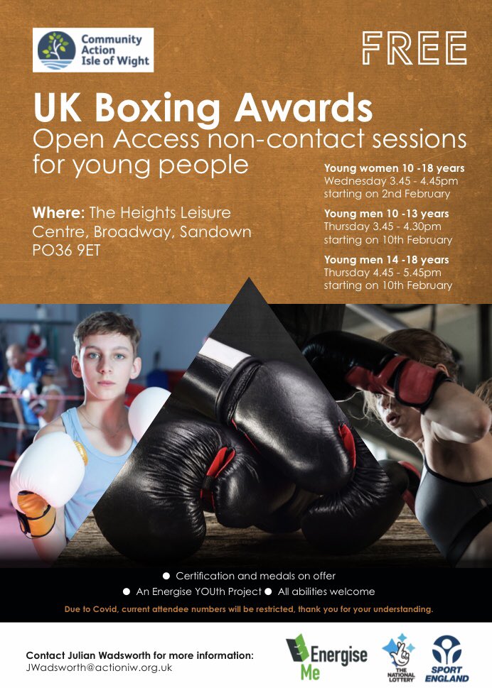 BayResilience's tweet image. We are pleased to be offering FREE activity to young people of #Sandown &amp;amp; #Lake after consultation in local community.
Initial 3 #Boxing Awards are non-contact sessions, suitable for all abilities &amp;amp; lots of fun
#EnergiseYOUth
#YouthWork #SportforDev @BoxingAwards #IsleofWight