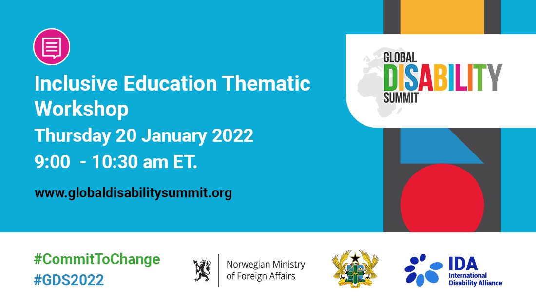 Want to know more about making #InclusiveEducation a reality for everyone? Join our thematic workshop tomorrow 9-10:30 AM ET 👉 bit.ly/GDS_IE