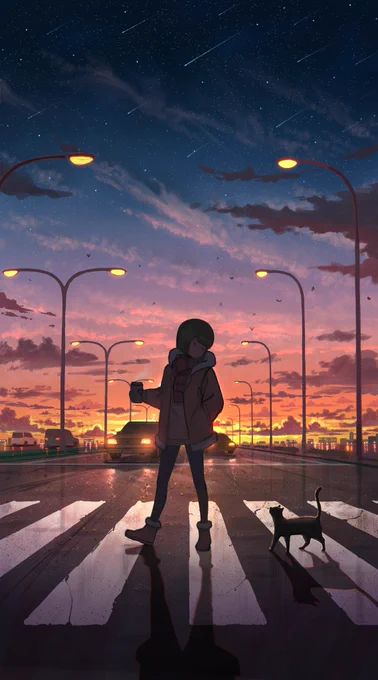 夕暮れ時の絵 