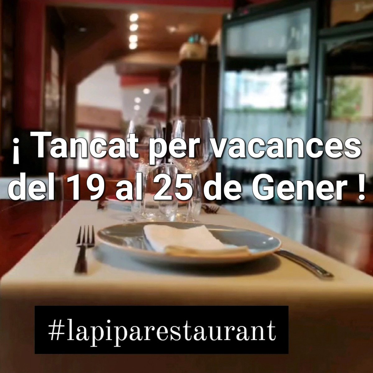 lapiparestauran's tweet photo. Tornem al día 26 de Gener ...
#lapiparestaurant #lapipa #vacaciones #vacances #Gener https://t.co/D4Mx7GiK70
