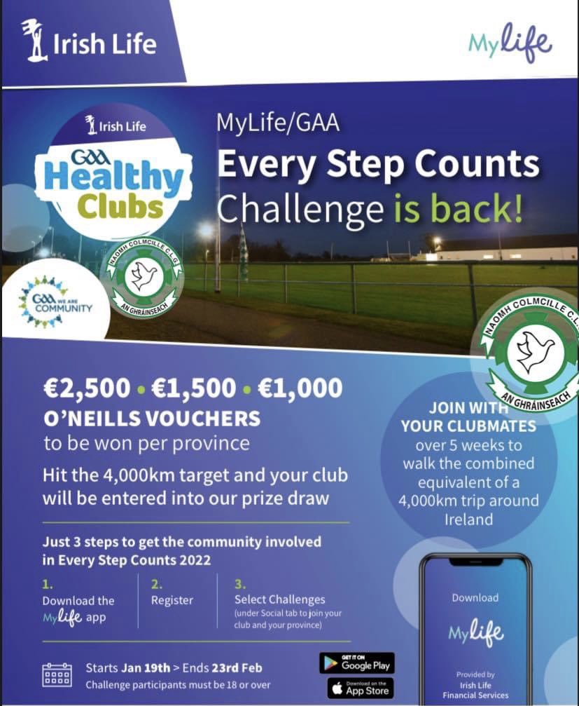 GrangeGFC's tweet photo. The Every Step Counts Challenge kicks off today, make sure you are registered and let’s start making our way towards hitting the 4,000km target. 🏃🏼‍♀️🏃🏻#everystepscounts #letsgetmoving https://t.co/FSPVkZ8uB8