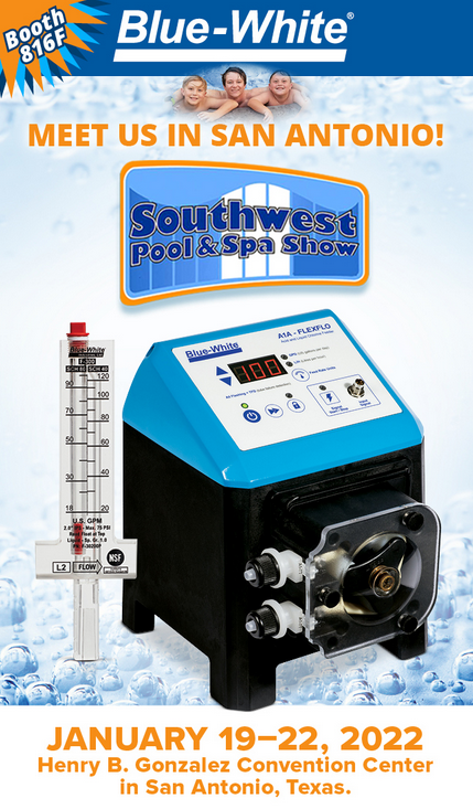 BlueWhiteInd's tweet photo. Visit Blue-White Partner Stellar Sales, #SWPSS Booth 816F to see the Unbeatable A1A Liquid Chlorine & Acid Feeder, and Industry Favorite Flow Meter -- F-300! Preview here: https://t.co/HzzAfqehtp #commercialpool #aquatics #swimmingpool #swimmingpoolservice #chlorine #chlorinator https://t.co/cDMZIAegmw