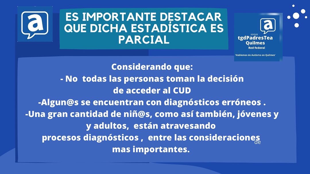 TgdTea's tweet photo. Información importante para trabajar por los que están y  por los que vendrán.
Agradecemos a @andiscapacidad @fggalarraga    
@mayrasmendoza @JKonfino @QuilmesMuni 
#Autismo La Díscapacidad mas frecuente https://t.co/xSZgrQMbn8