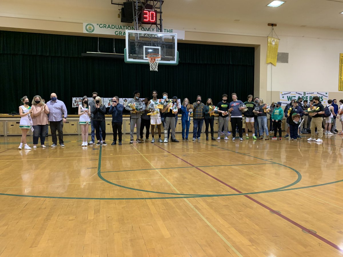 Tonight Bishop Blanchet celebrated its seniors from our cheer squad and boys basketball teams. Thank you Grace W., Grace S., Petros, Pawlos, Kade, Henry, Tim and Mac for your commitment to BBHS Athletics.