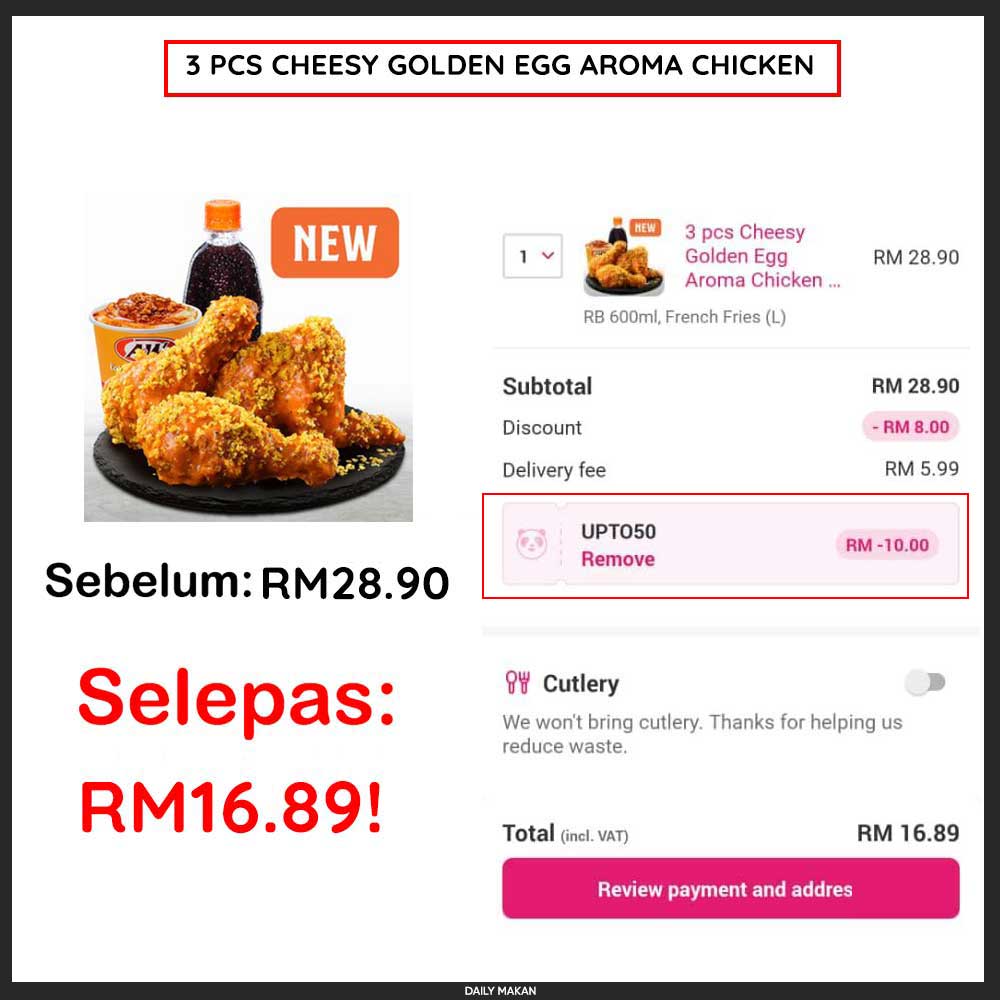 DailyMakan's tweet photo. Wow! Jimat sehingga RM10 bila guna kod "UPTO50" 😍
Dapatkan KFC, MCD, TEXAS, A&amp;W dan makanan lain dengan harga yang lebih murah di FoodPanda bila guna kod UPTO50 😋

Caranya sangat mudah. Ikuti sahaja langkah di bawah ini: https://t.co/d01bjM0Upi