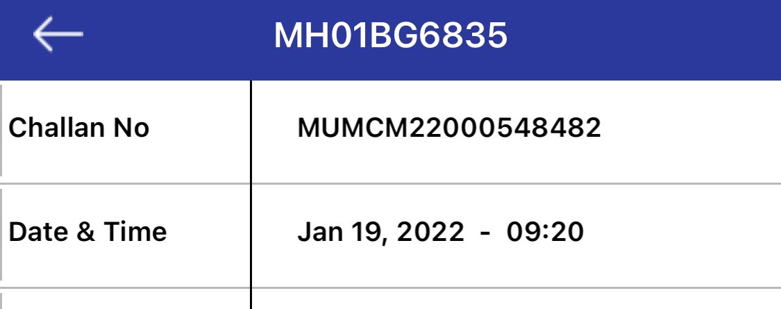 vishals10's tweet photo. @MumbaiPolice I got a challan on my car number. But this is not my car. My car is a Black Renault duster. Someone is fraudulently using a wrong car number ? https://t.co/HDSZn69mTG