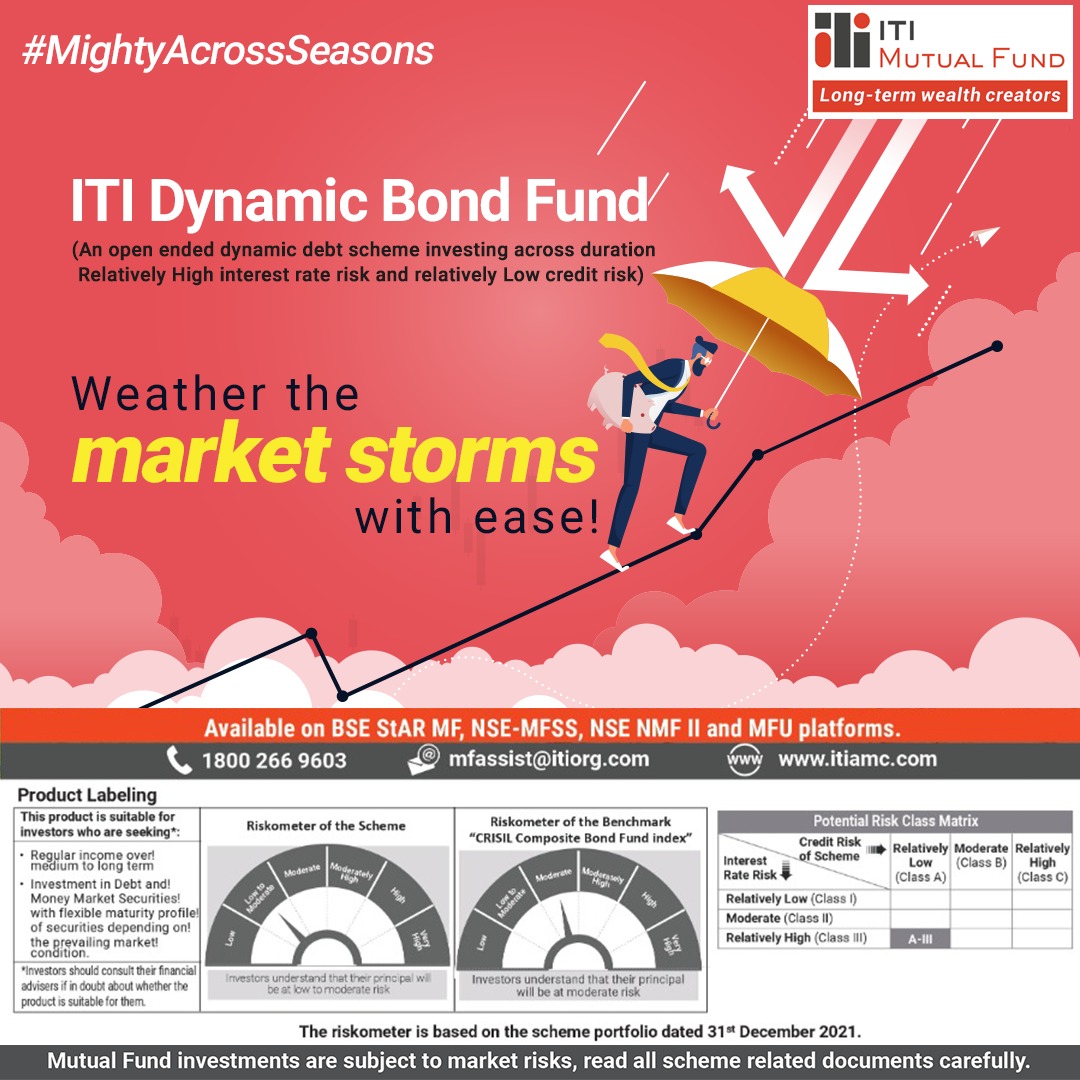 itimutualfund's tweet photo. No matter what the market season throws at you, be prepared with the ITI Dynamic Bond Fund! Know more here https://t.co/P9nDC6NitB
#ITIMutualFund #dynamicbondfund https://t.co/U1h7MSClVx