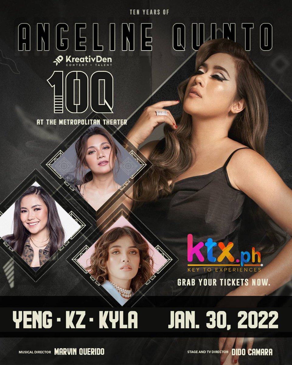 kreativdenph's tweet photo. Women empowering Women!

The Divas with the Power Diva!

KZ , Kyla and Yeng reunite with #KDSTAR Angeline Quinto, on the final night of 10Q: Ten Years of Angeline Quinto at the Metropolitan Theatre. 

Don't miss this powerful evening! Get your tickets at https://t.co/YnnBAZNxLt! https://t.co/QMTqJIBW6T