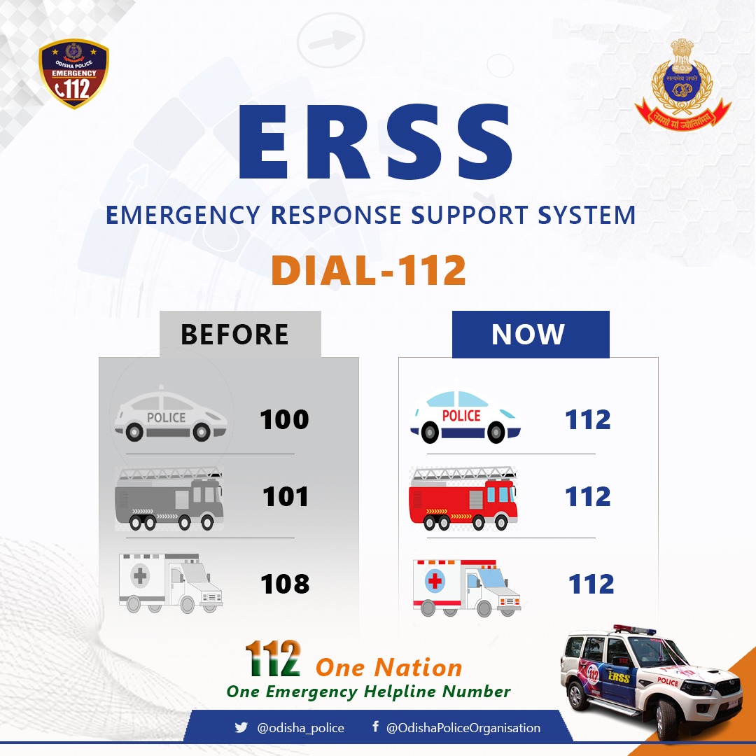 odisha_police's tweet photo. ଆମ୍ବୁଲାନ୍ସ, ପୋଲିସ ଏବଂ ଅଗ୍ନିଶମ ବିଭାଗ ପାଇଁ ଏବେ ସର୍ବଭାରତୀୟ ସ୍ତରରେ କେବଳ ଗୋଟିଏ ନମ୍ବର #୧୧୨ । ଯଦି ଆପଣ କୌଣସି ଅପ୍ରୀତିକର ପରିସ୍ଥିତିର ସମ୍ମୁଖୀନ ହେଉଛନ୍ତି ତେବେ ଜରୁରୀକାଳୀନ ସାହାଯ୍ୟ ପାଇଁ ୧୧୨କୁ କଲ୍ କରିବାକୁ ଭୁଲନ୍ତୁ ନାହିଁ । #Dial112 https://t.co/lVMKMcFsyA