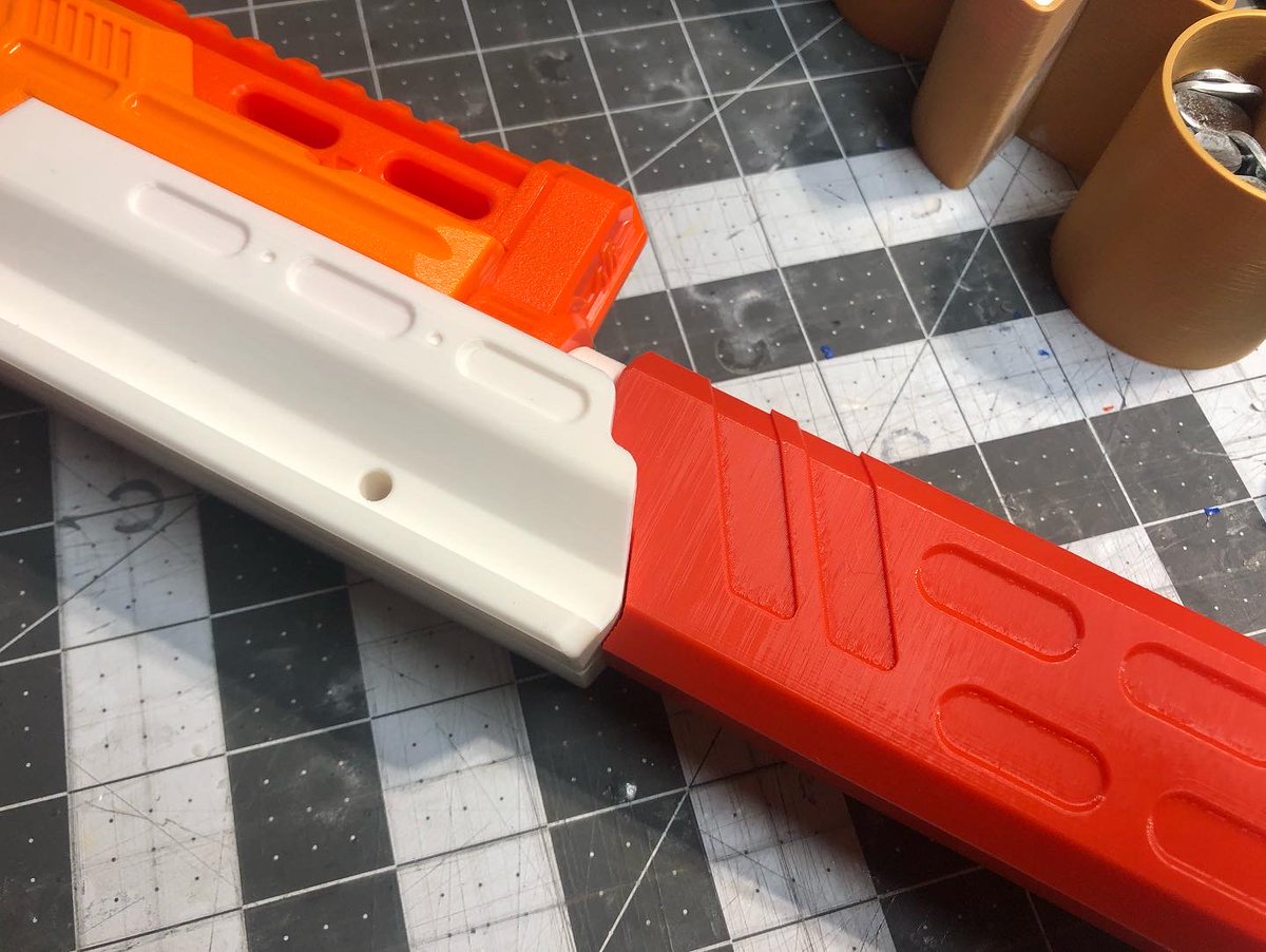 Been getting into #nerf stuff lately for a fun design challenge and tinkering. Made a muzzle device for my aeon pro with pump kit #3Dprinting