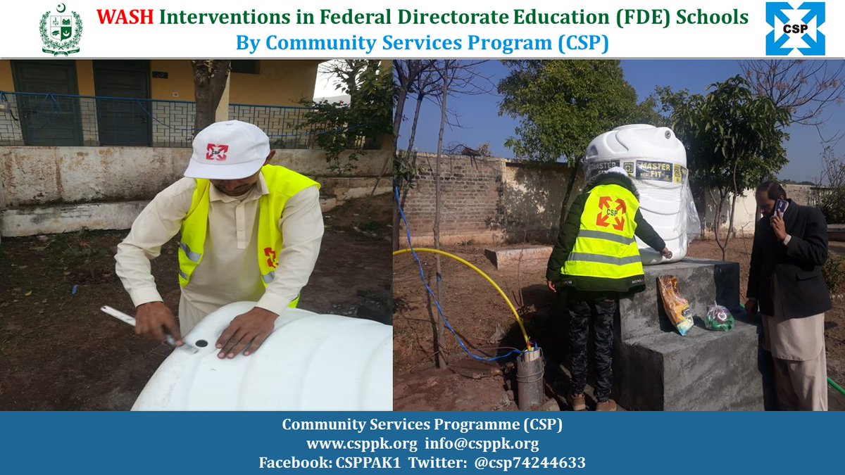 csp74244633's tweet photo. WASH Interventions in Federal Directorate Education (FDE) Schools
By Community Services Program (CSP). Installation of water facility in (IMSB IV Dhoke Lubana) Islamabad. Our vision for schools is for every child to have access to adequate, inclusive, sustainable, and quality. https://t.co/IeuOu8zBy9