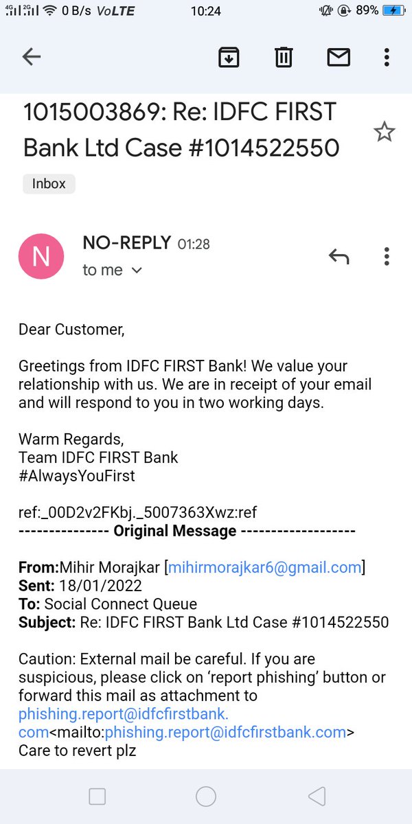 Guru79151944's tweet photo. @IDFCFIRSTBank @RBI @RBIsays 
Asking for 2 days to reply
After 2 days when i asked for an update again sending scripted response... 
Should i expect a solution or no... https://t.co/9Iqlg2KzLo