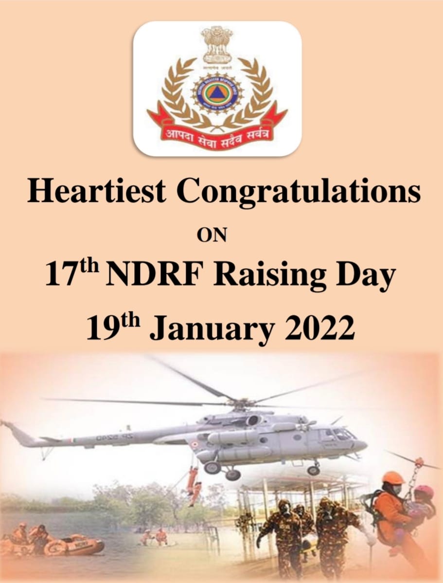 Director General #NDRF @AtulKarwal conveys heartiest congratulations and warm wishes to All Ranks of the National Disaster Response Force and their Families on the occasion of 17th #NDRF_Day

#आपदा_सेवा_सदैव_सर्वत्र 🇮🇳
#Saving_Lives_and_Beyond
#Committed2Serve 🇮🇳
#AmritMahotsav