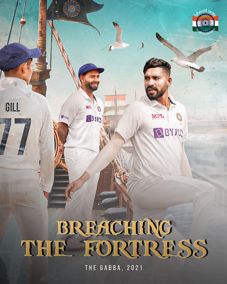thebharatarmy's tweet photo. 🇮🇳 FORTRESS, NO MORE! Siraj, Gill, Pant, Shardul, Washington ~ India's next-gen stepped up, and how, to reign triumphant at the Gabba. https://t.co/auTXtepqdJ