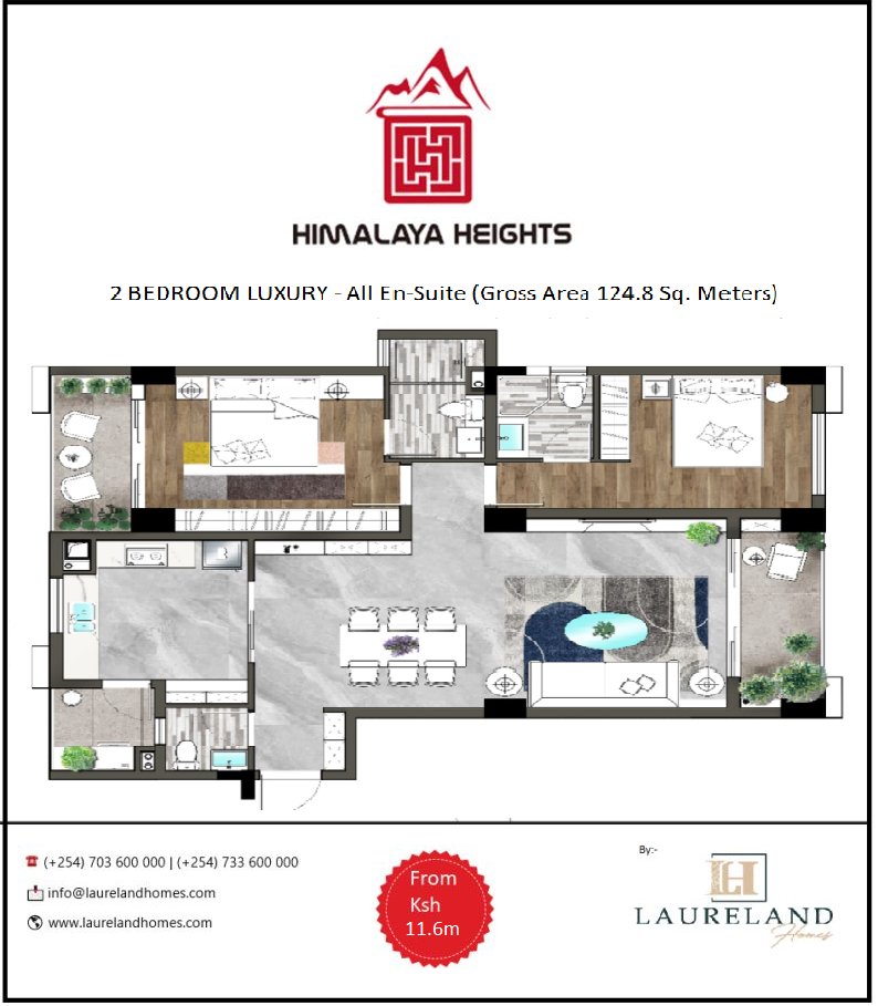 #ApartmentsForSale #LuxuryHomesForSale
Spacious Luxury 2 Bedroom All En-Suite Units at Himalaya Heights, currently under construction along Kindaruma Road, Kilimani Area, Nairobi. Call:
> (+254) 703 600 000 | (+254) 733 600 000
> info@laurelandhomes.com
> laurelandhomes.com