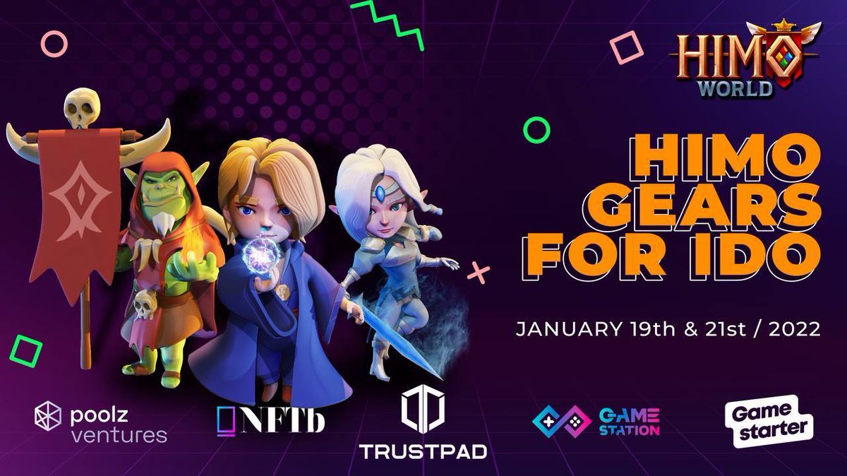 BluewheelC's tweet photo. 👩‍🦳👩‍🦳 HIMO WORD IDO starts Today 

IDO Information
- Smart Contract (BSC) :  0x469aCf8e1F29C1B5Db99394582464Fad45A1fC6F
-Token: $HIMO

👽 @GameStationIO : 19 Jan 22
👽 @GamestarRefynuh : 21st Jan 22
👽 @Poolz__ : 22nd Jan 22
👽 @TrustPad : 22 Jan 22
👽 @nftbmarket :  22 Jan 22 https://t.co/46EXdubCpp