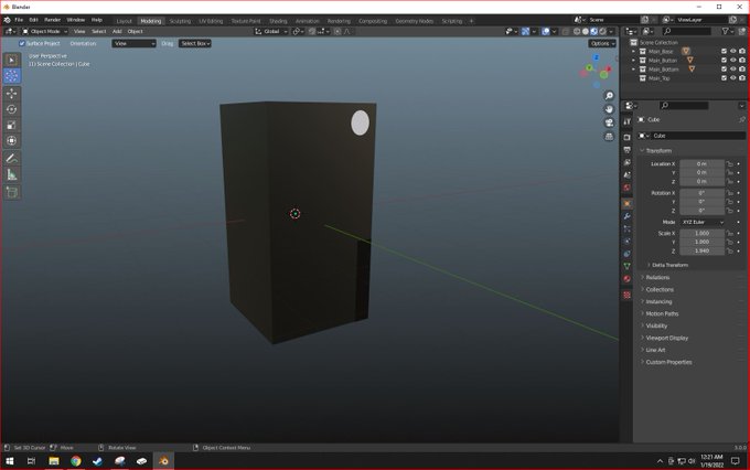 My attempt at modeling a Xbox Series X in Blender. Prototype model v0.0.1. #madewithblender #gamedev<a href="/tag/gamedev"class="tags"><span>#gamedev</span></a><a href="/tag/gamedevelopment"class="tags"><span>#gamedevelopment</span></a><a href="/tag/madewithblender"class="tags"><span>#madewithblender</span></a>