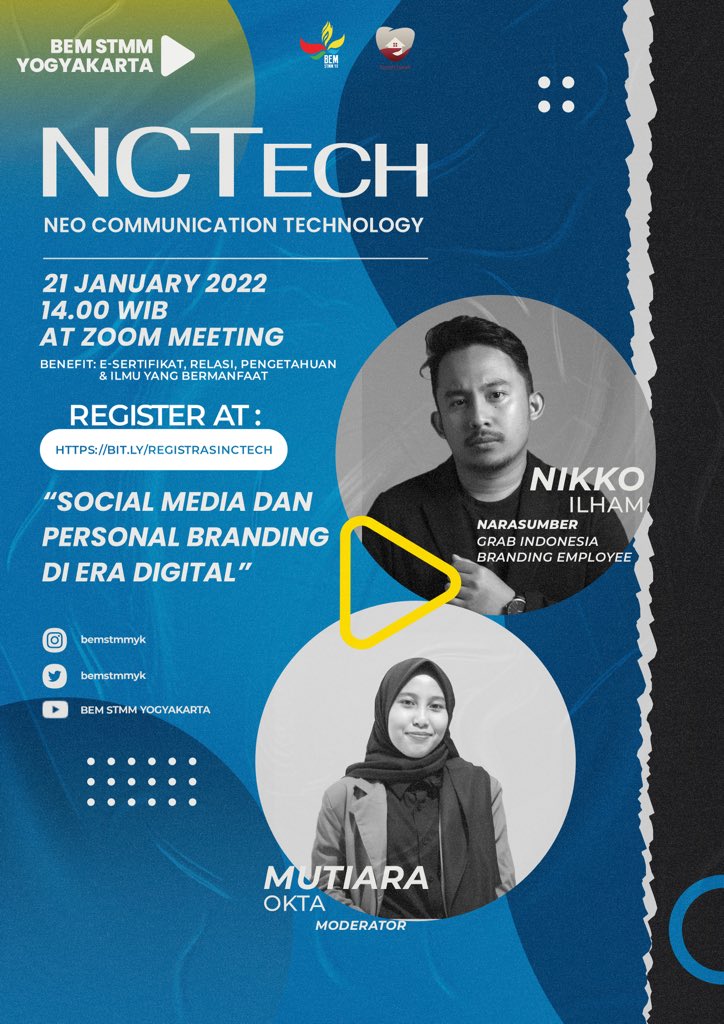 bemstmmyk's tweet photo. [NCTECH #1 - SOCIAL MEDIA &amp; PERSONAL BRANDING]

Hallo Sobat Miko! 🐰

NCTech #1 kali ini akan membahas tentang "Social Media &amp; Personal Branding" akan membahas tips dan trik memanfaatkan media sosial bersama Kak Nikko Ilham (@nikkoilham)

Jangan sampai ketinggalan, ya! https://t.co/h6iC544X33
