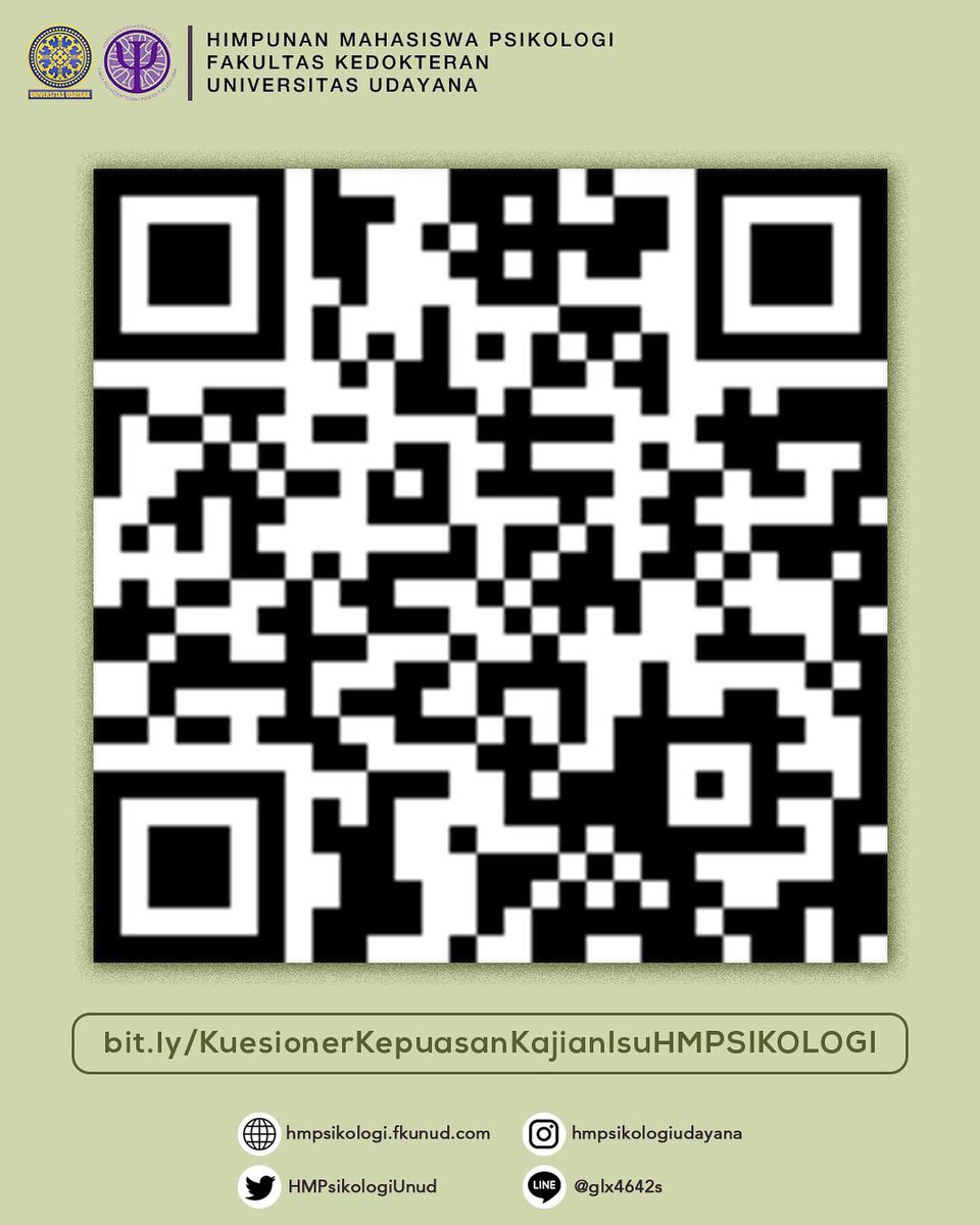[𝐊𝐔𝐄𝐒𝐈𝐎𝐍𝐄𝐑 𝐊𝐄𝐏𝐔𝐀𝐒𝐀𝐍 𝐊𝐀𝐉𝐈𝐀𝐍 𝐈𝐒𝐔]

Kami dari bidang Penproksi HM Psikologi Fakultas Kedokteran Universitas Udayana di sini memohon kesediaan kalian untuk mengisi kuesioner kepuasan kajian isu

bit.ly/KuesionerKepua…