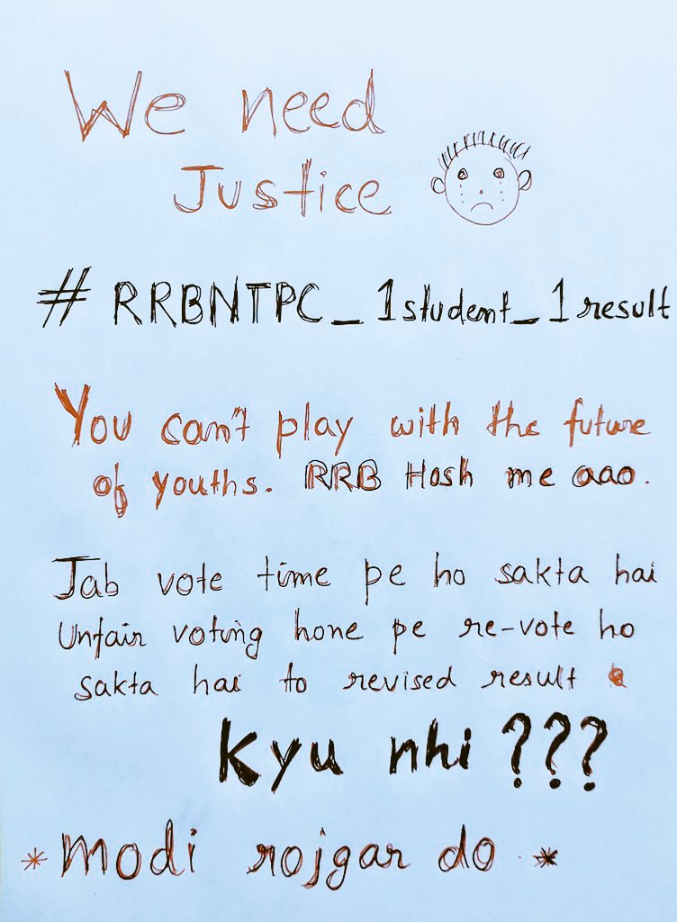 RYPofficial's tweet photo. Raise your voice against scam. Unfair result . Destroy the life of many students. We demanded revised result  #BoycottRRBNTPCResult 

#RRBNTPC_1student_1result https://t.co/WHgruAVWNY