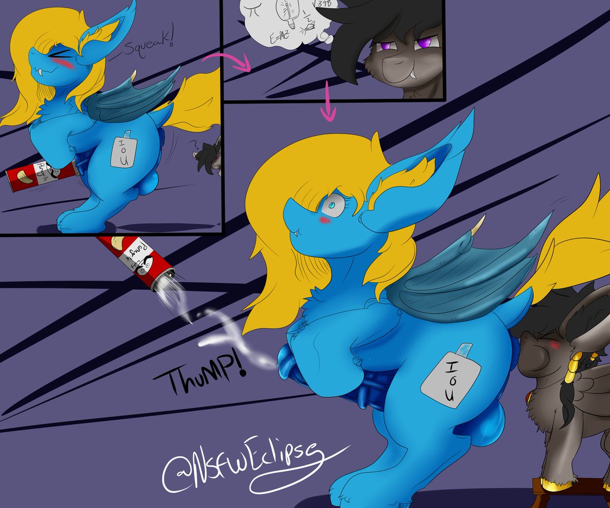 NsfwEclipse's tweet photo. A very bad time to be goofing off around the smol boi, he was feeling mischievous and decided to break the laws of physics and biology with one action.
in short, He turned this bat boi owned by @DuskOfTheButts into a 40mm pringle launcher >:3
#mlpclop #mlpart https://t.co/nb53nIYwfD