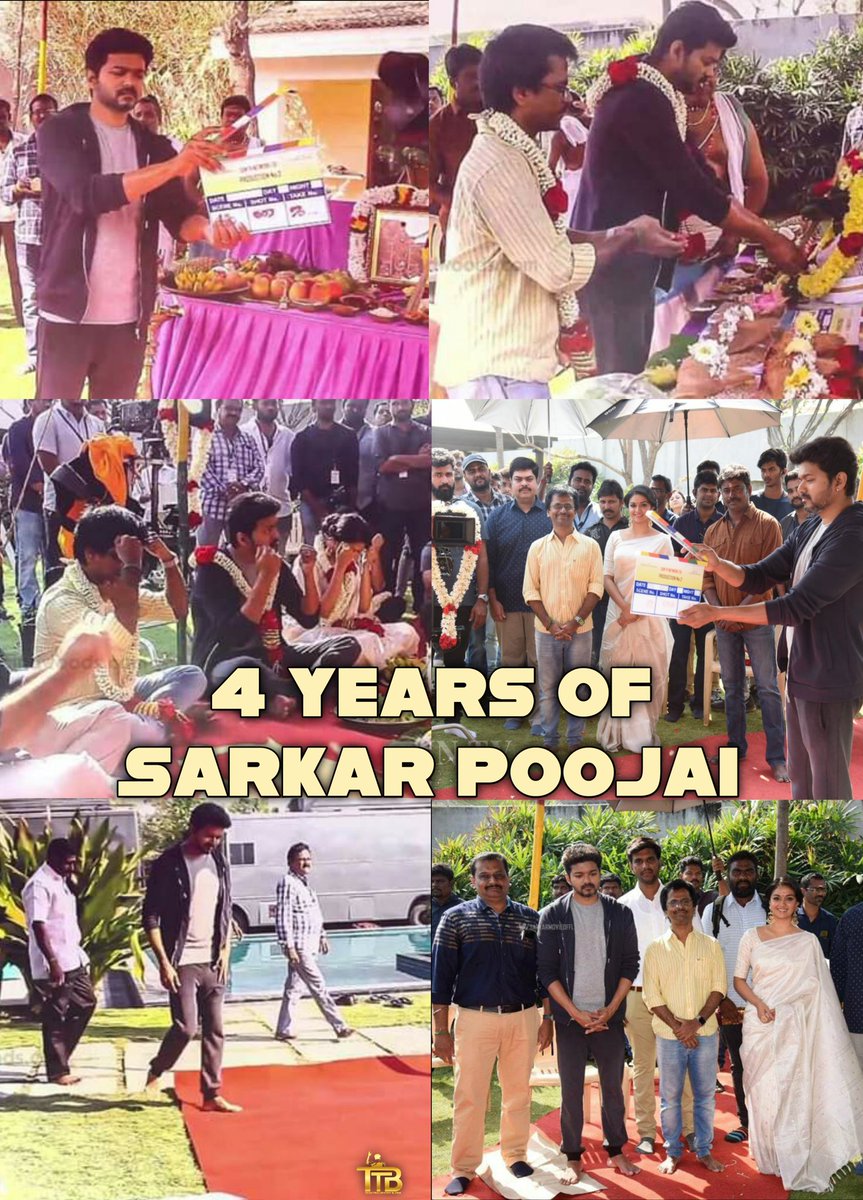 𝗢𝗧𝗗 - 𝗝𝗮𝗻 𝟭𝟵, 𝟮𝟬𝟭𝟴🤞

4️⃣Years of #Sarkar Thalapathy62 Poojai😍❤️

#4YearsOfSarkarPooja 
#Beast @actorvijay #Thalapathy66
@ARMurugadoss @KeerthyOfficial