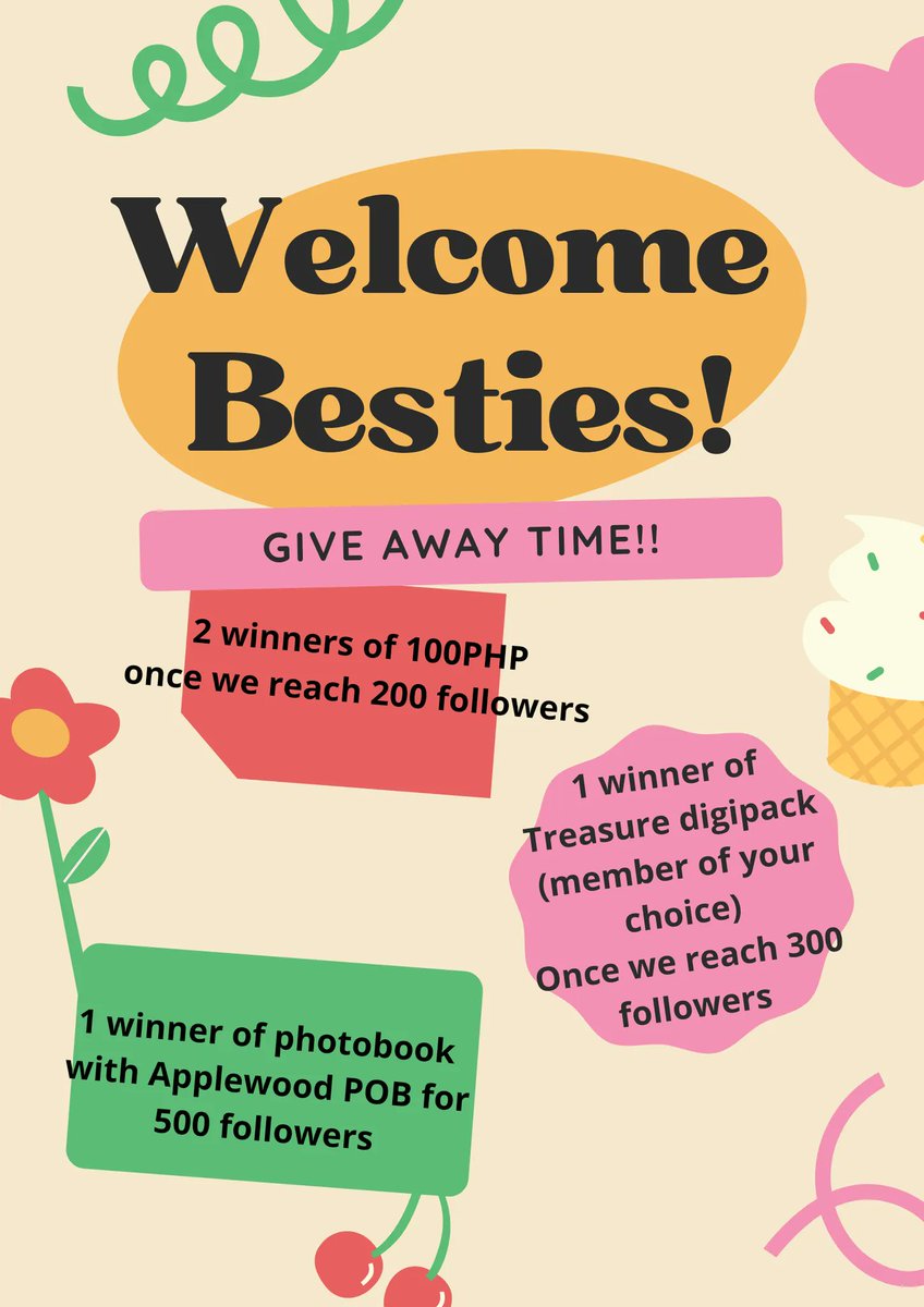 budol_besties's tweet photo. [ GA TIME ]
2 winners of Php100 
1 winner of Digipack (your choice)
1 winner of PB with applewood POB

Mechanics:
* Follow our account 
*Tag 5 moots
*Like and follow this post
*Comment your proof 

Winners will be picked randomly once we reached 500 followers.Good luck, Besties! https://t.co/xBIOuVQDEz