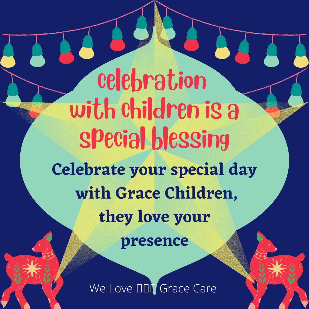 Dear All,

Please Celebrate your special day or birthday with Grace Care Children and spend time with them.

Our Grace Care Children love your presence and these celebrations bring smiles on the face of the children.

Contact on 9212558217 &amp; 9999046268 to reserve the special day.