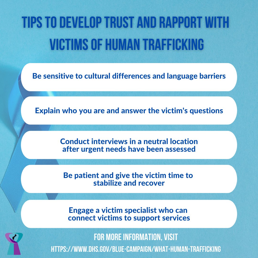 GCASAFV's tweet photo. January is National Slavery and Human Trafficking Prevention Month. The US Department of Homeland Security provides tips to develop trust and rapport when working with victims of human trafficking. #GCASAFV #GuamSaysNoMore #NaPara https://t.co/NF7rkDkGWK