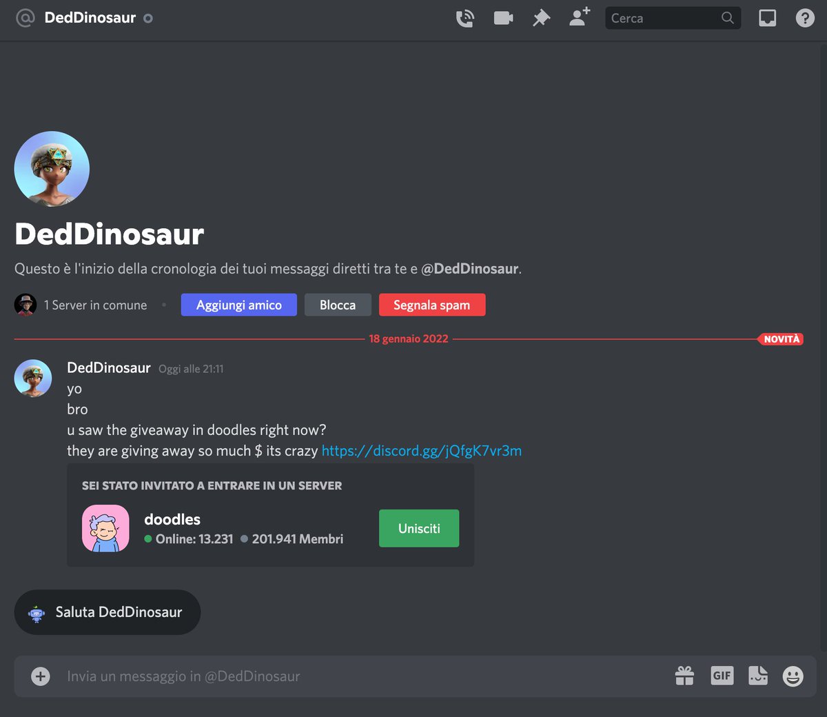 ZodiacApe's tweet photo. #nftscams are relentless, imagine the effort of populating a fake 200k member doodles discord that gets burned shortly after the DM campaign generates user reports. After joining the bogus server all it takes is a fake wallet verification process. #nft #doodles #security https://t.co/QJ3QC5nLZL