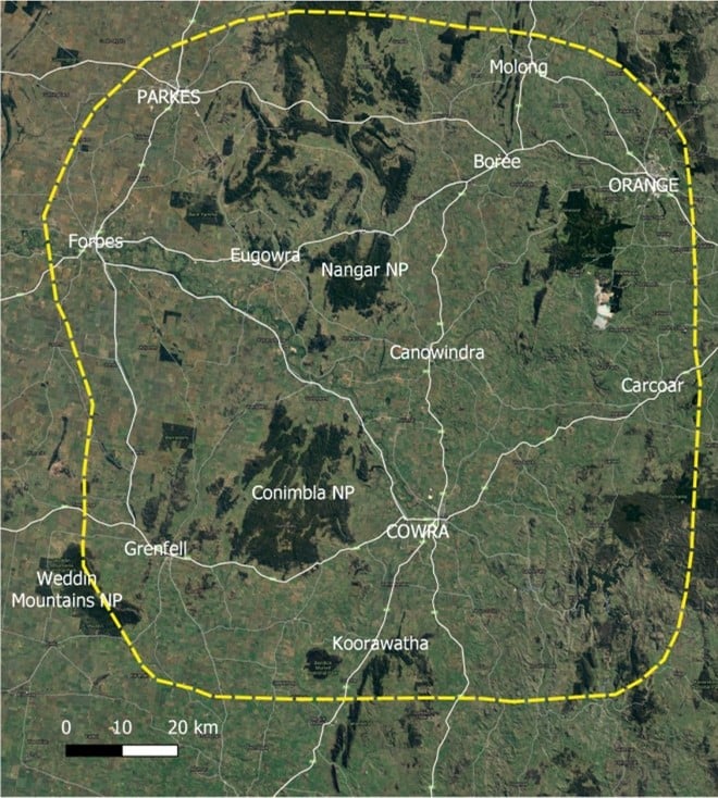 LachlanMid's tweet photo. Get involved with the 'Birds on Farms' project. It's a great way to find out about the birds you have. Contact jayden.gunn@birdlife.org.au 
The map below is the area in which this project is occuring 🙂 More info https://t.co/qUxHfiLYZi https://t.co/UPtNMjfdX6
