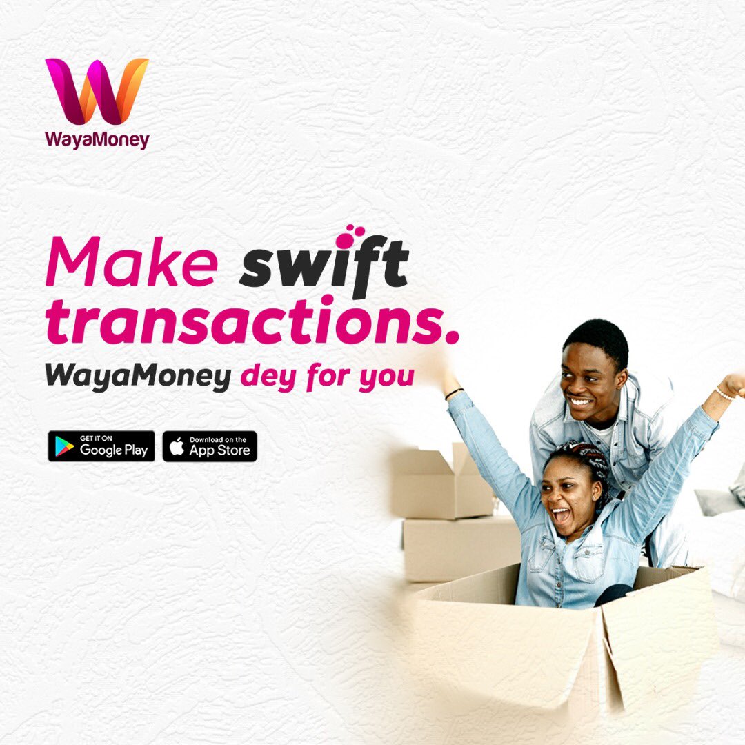 WayaMoney's tweet photo. Make swift transactions anywhere, anytime.
WayaMoney dey for you.
#WayaMoney #InstantTransfer #ZeroCharge https://t.co/bxyFcBsjEX