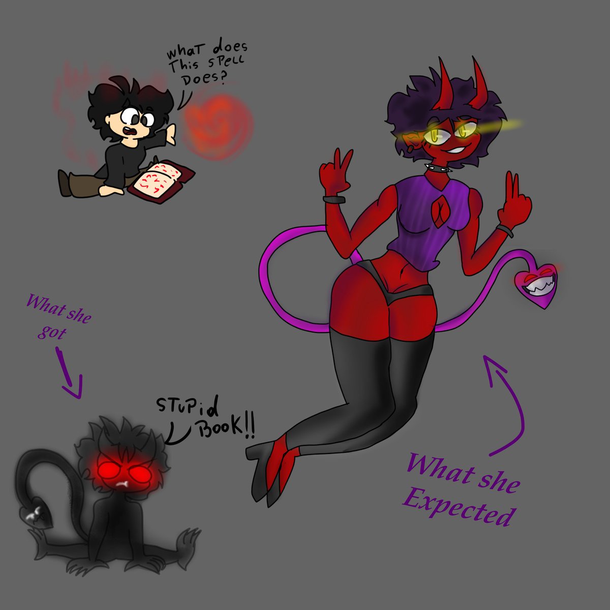 aforero2002's tweet photo. Vicky's demonic form , Idk something I wanted to do all of the sudden :<
Fear her 😈
•
•
•
•
•
•
•
#OC #SFW #demongirl #horns #sweater #tailheart #spellbook #spikes #littledemon #yelloweyes #sharptheets #expectationvsreality https://t.co/W8vszFqs4t