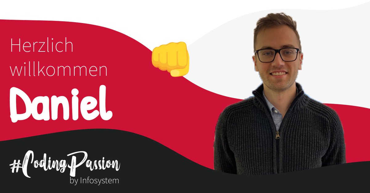 Infosystem_AG's tweet photo. 🥳 Und schon wieder dürfen wir ein neues Gesicht begrüssen. Herzlich willkommen Daniel. Daniel wird unser Entwicklungsteam im Bereich «Web &amp; App» ergänzen. Schön dass du da bist 👊.

#CodingPassion by @Infosystem_AG

#Willkommen #TeamUp #Innovativ #Smart #Kreativ #Persönlich https://t.co/UEOvYCRhoi