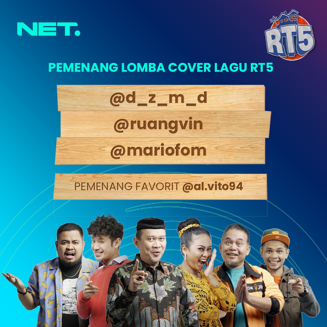 Good People, ini dia 3 pemenang lomba Cover Lagu RT 5 terbaik! Selamat kepada @d_z_m_d @ruangvin <a href="/mariofom/">mario sulaksono</a> dan pemenang likes terbanyak <a href="/al/">َ</a>.vito94 🥳