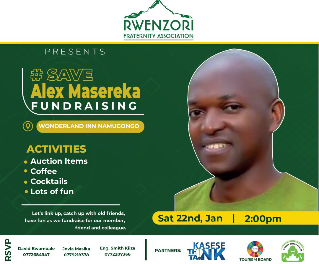 RwefraA's tweet photo. Saturday Plot is here.
Join us this Saturday at Wonderland INN for the #Save ALEX MASEREKA Fundraising at exactly 2 pm.
@BiiraBrita @SheilaSkabugho @sausicapson @cleto_james @MwanamwolhoKule @lhughabwe https://t.co/USU8AVTYMh