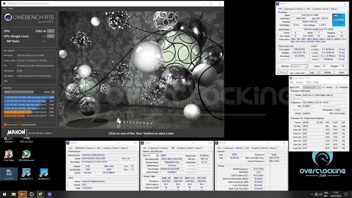 overclex's tweet photo. Toutes les infos et paramètres concernant l'overclocking de notre i5-12400 non-K sur la ROG Z690 APEX à 5350 MHz #overclocking #nonK #i512400 #BCLK @IntelFrance @ASUS_ROG_FR @Overclocking_Fr 
▶️ https://t.co/rqRVmwxqpj https://t.co/GzlM1TTWiT