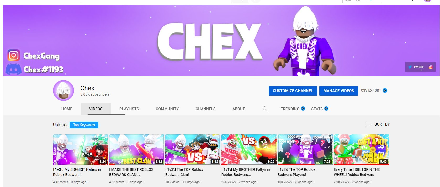 Chex on X: 8K SUBSCRIBERS WOW. Gonna start uploading more and watch how  fast we grow!  / X