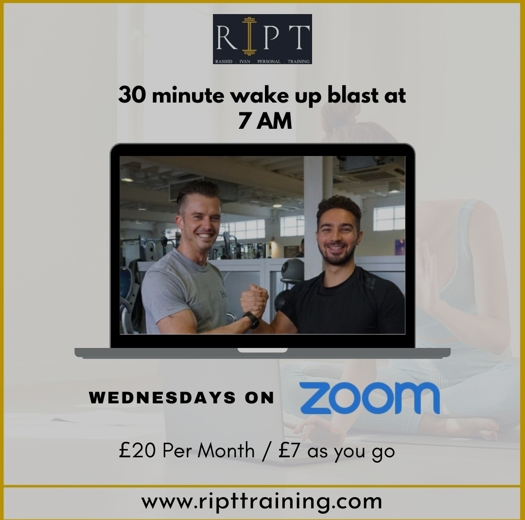 RashidTrainer's tweet photo. Join us early in the morning at ZOOM call📞 to have a blast on Wednesday mornings.
This 30 minutes call will give you a boost just at the price of £20/month.⁠
To get started
🔗 https://t.co/ntA15psh9I 
📧 getfit@ripttraining.com
📱 07475724576
.
.
.
.
.
#ripttraining #wednesday https://t.co/qB8x6UfYKb