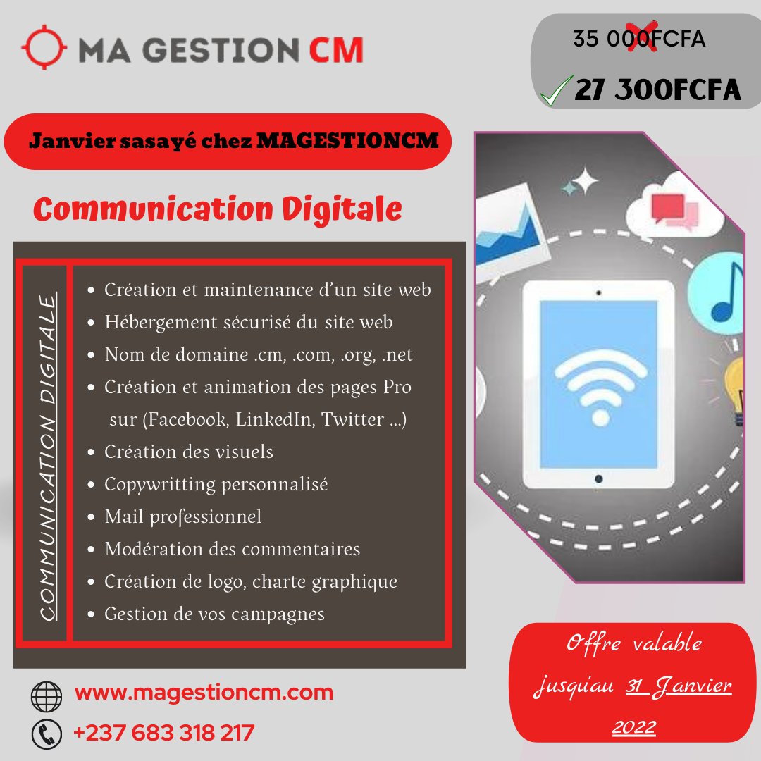 CMagestion's tweet photo. Fini les maux de tête 
#Magestioncm assure votre communication digitale 
☎️Contactez nous au 683 318 217
#communicationdigitale 
#votregestionnotrerealite https://t.co/iwqo5gRkcX