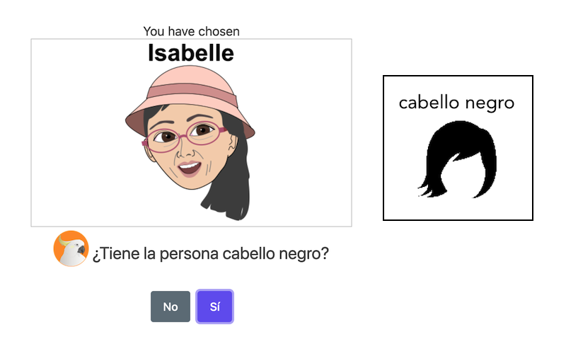 Spanish question of the day: "¿Tiene la persona cabello negro?" Play "Guess Who" at asklingua.com and learn some Spanish vocabulary and phrases. #LearnSpanish