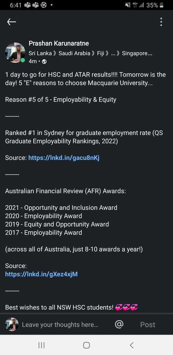 PrashanAcademy's tweet photo. 1 day to go for HSC and ATAR results!!!! Tomorrow is the day! 5 "E" reasons to choose Macquarie University...

Reason #5 of 5 - Employability &amp; Equity

#YouToThePowerOfUs
#Employability #Equity
#MyMq
#HSC #NESA #UAC #ATAR
#EveryoneSayWow https://t.co/BQsPN0hlVx