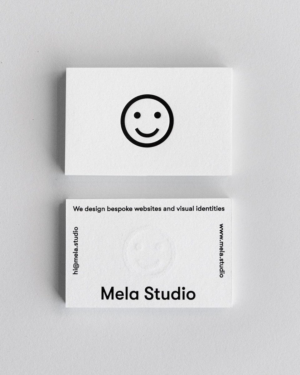 😊 debossed black foil smiley face on Pristine White in 540gsm, by Jot Press for @melastudioltd.
