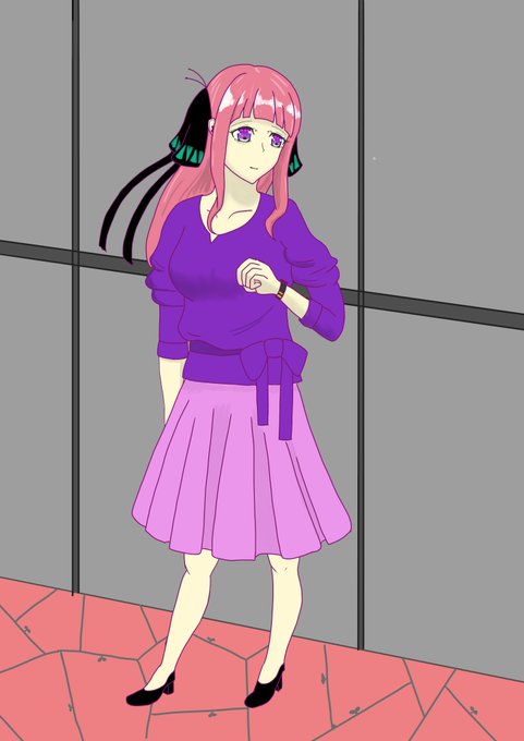 ぱふめさんがTwitterに投稿した中野二乃(五等分の花嫁)のイラスト。