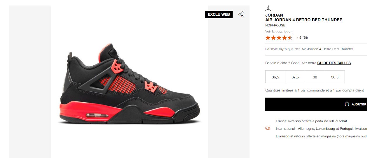 FRSHSneaks - Sneaker Alerts on Twitter: "Ad: LIVE via Courir: GS Air Jordan  4 Retro "Red Thunder" -&gt; https://t.co/HkIXgXff1v -&gt;  https://t.co/HkIXgXff1v https://t.co/22ziCLLkpW" / Twitter