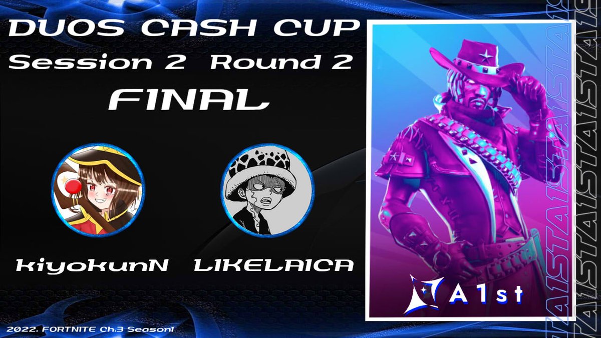 DUOS CASH CUP
Session 2  Round 2

1/20  18:00~21:00

<a href="/kiyokunN04/">きよくん</a>

@LIKELAICA

Do your best !　
#A1stwin